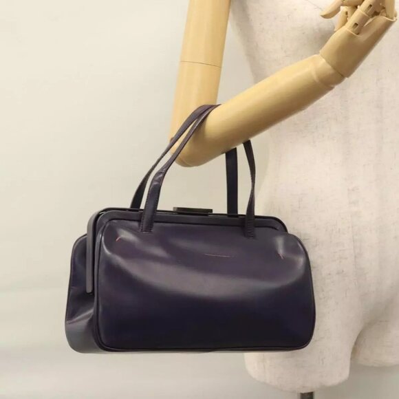 PRADA Hand Bag Leather Purple Auth - Picture 1 of 16